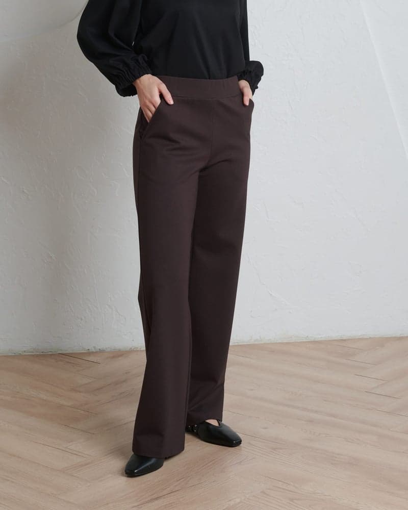 Sleeky Wide Chic -housut, tummanruskea